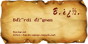 Bérdi Ágnes névjegykártya